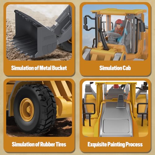 Remote Control Excavator Construction Toy for Boys with Metal Shovel and Lights J5730
