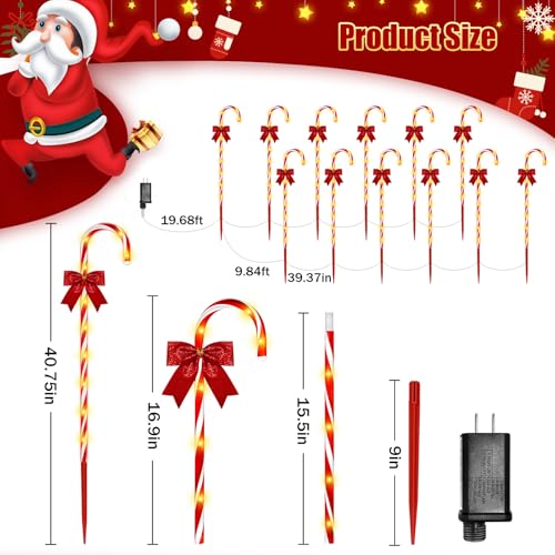 Solar Candy Cane Pathway Lights, 24PCS 240LED Outdoor Christmas Decorations with Remote T5735
