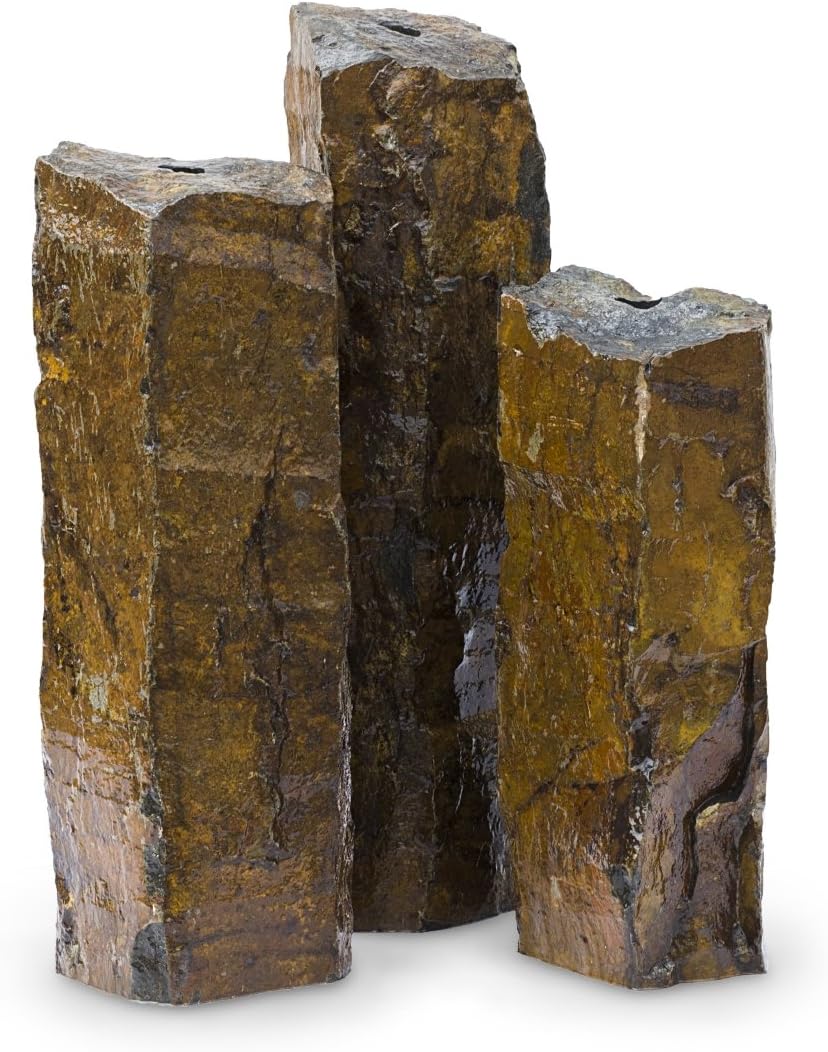 Basalt Stone Fountain Columns, Set of 3 B80748