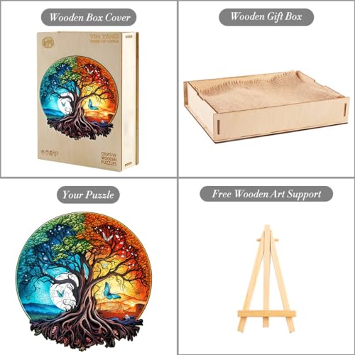 Wooden Jigsaw Puzzle for Adults, Unique Shape Tree Design, 190 Pieces F4216