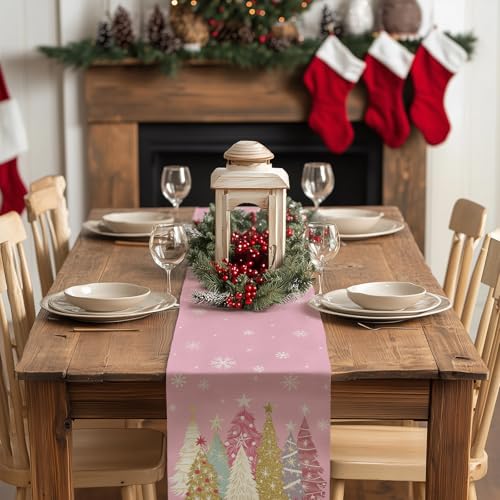 Christmas Table Runner 13x72 Inch, Red Winter Holiday Decor H348