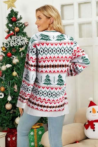 Funny Christmas Cardigan for Women Open Front Knit Coat W4033