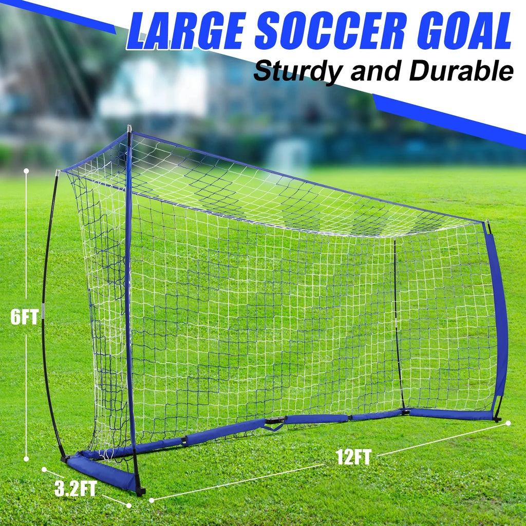 Portable Soccer Goal 12 x 6 ft for Backyard Training W2686