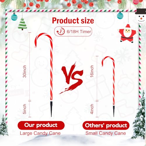 Solar Candy Cane Lights Outdoor Pathway, 8 Modes LED Christmas Decorations Z884