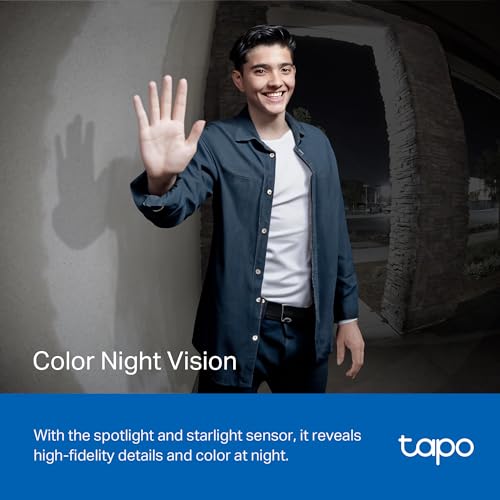 Smart Video Doorbell Camera Wired, 2K 5MP, Color Night Vision, 180° View H116622