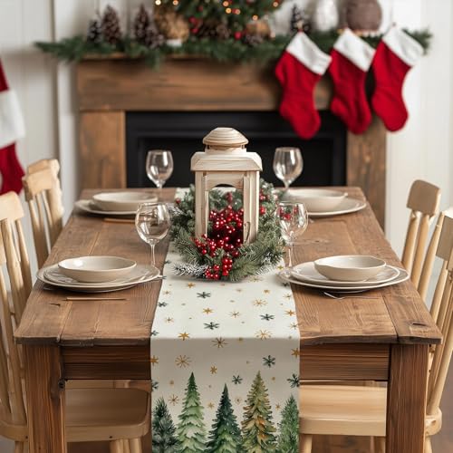 Christmas Table Runner 13x72 Inch, Red Winter Holiday Decor H348