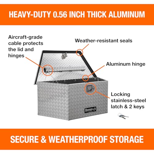 Aluminum Trailer Tongue Tool Box, 18.3 x 16.1 x 33.4 Inch, Silver Diamond Tread R156934