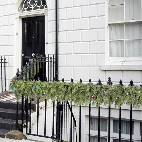 9ft Prelit Faux Pine Garland with Lights for Mantle K657616