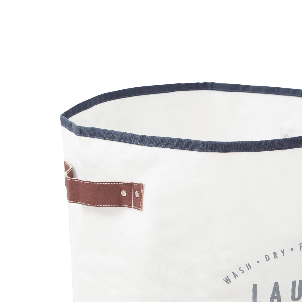 Canvas Laundry Hamper, Ivory/Grey, 16 x 25 inches K985201