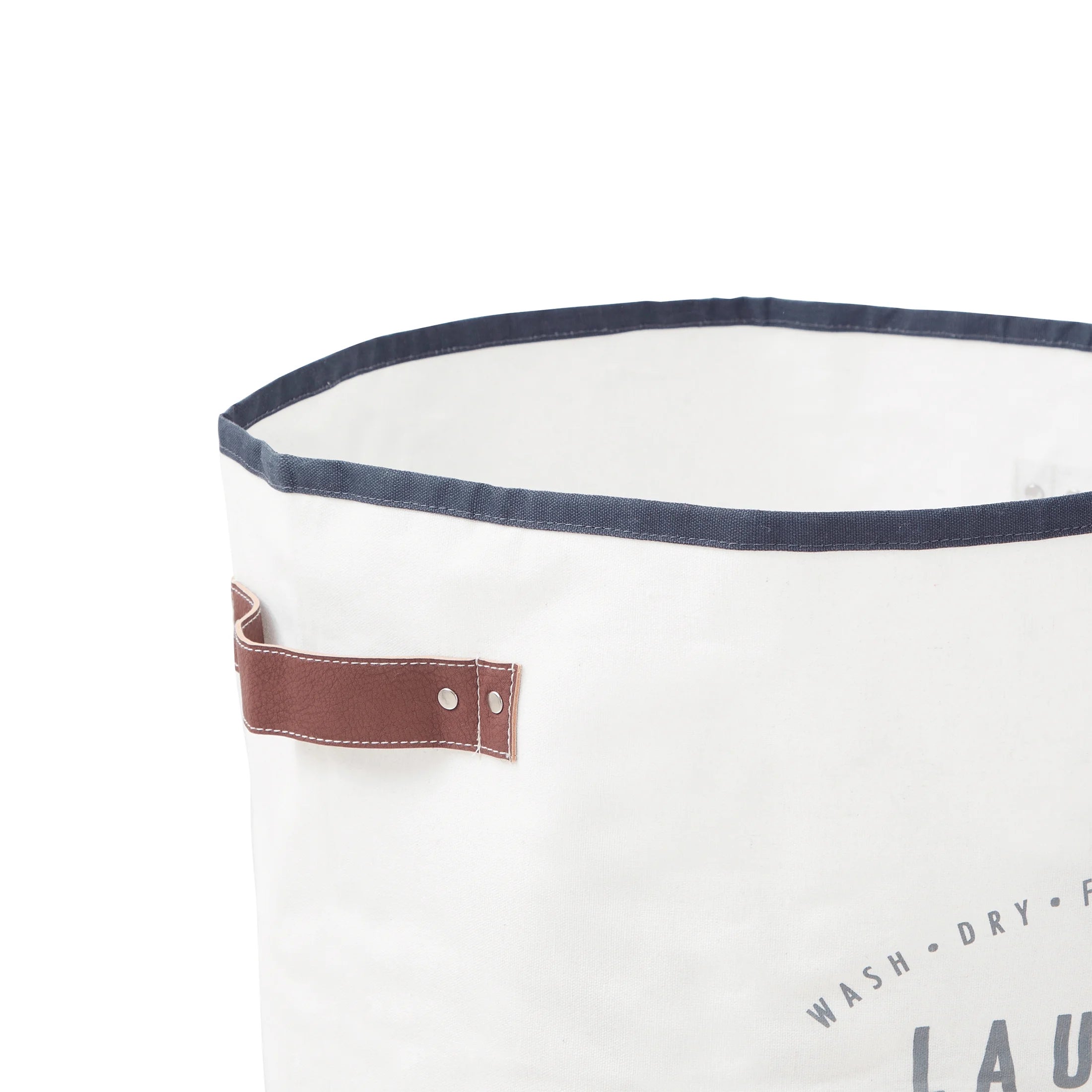 Canvas Laundry Hamper, Ivory/Grey, 16 x 25 inches K985201