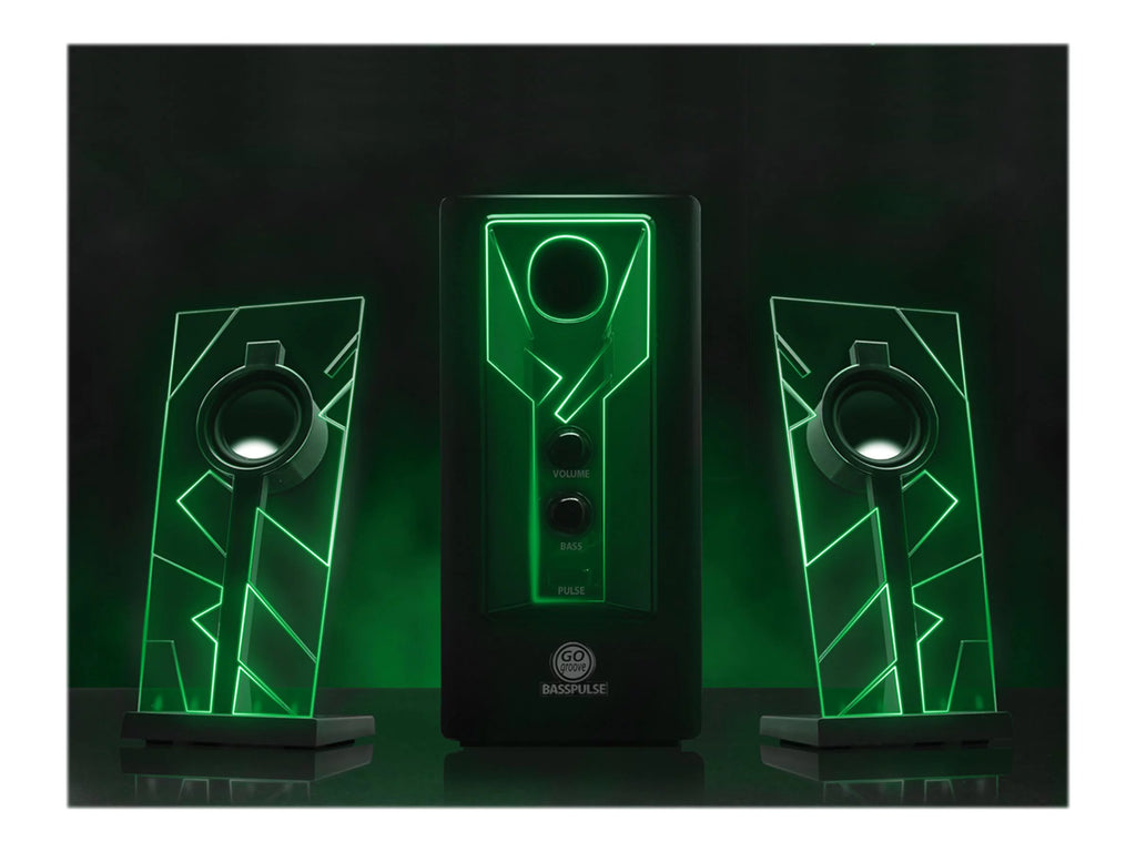 Computer Speakers with Stereo Sound and Green LED Glow Lights C715544