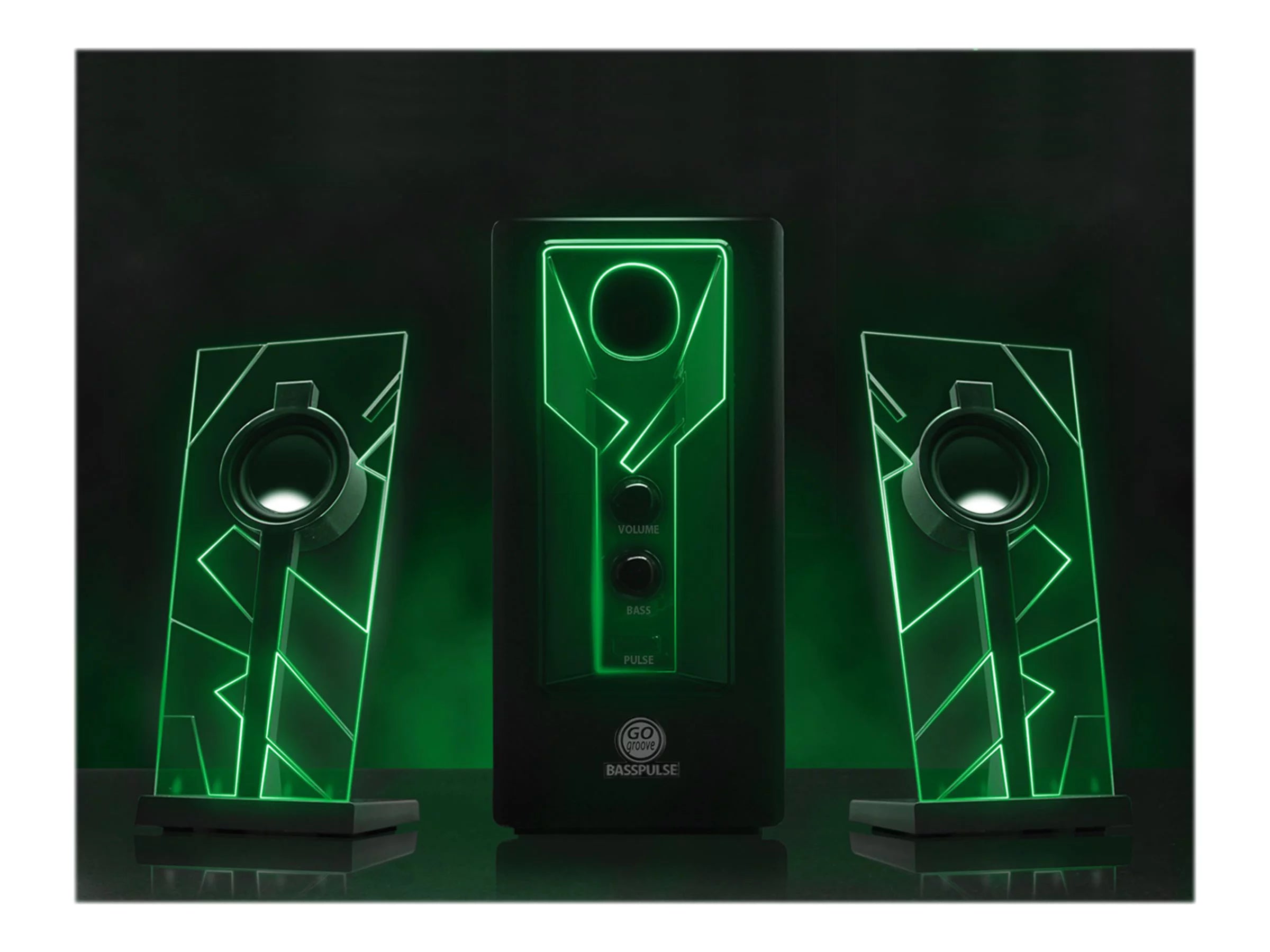 Computer Speakers with Stereo Sound and Green LED Glow Lights C715544