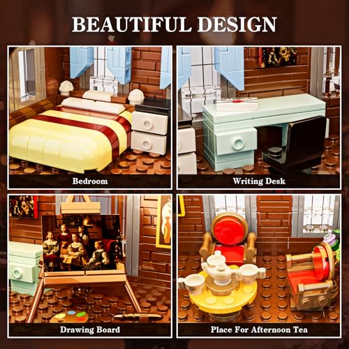 House Building Set with LED Light, Christmas Snow House Kit, Building Blocks Model Toys, 1445 PCS W322725