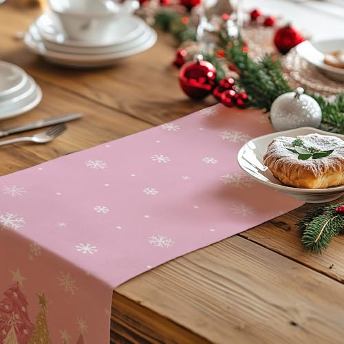 Christmas Table Runner 13x72 Inch, Red Winter Holiday Decor H348