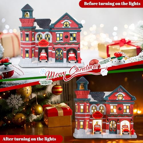 Ceramic Christmas Houses with Warm LED Light Y89884