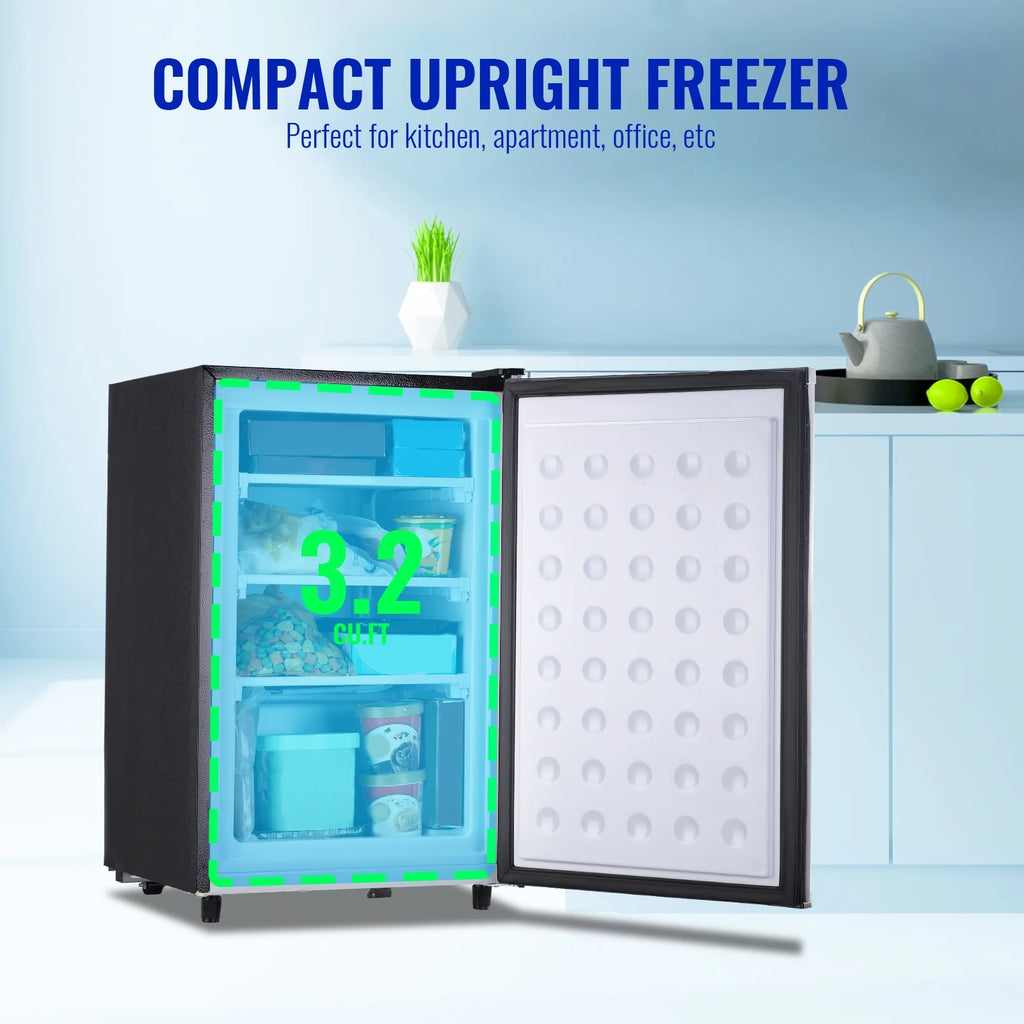 Single Door Compact Freezer with Adjustable Temperature Control, Silver U867561