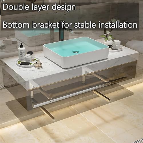 Floating Bathroom Vanity with Sink and LED Mirror, Solid Wood, Wall Mounted, Single Sink 36" R230851