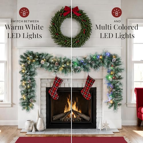 Pre-Lit Holiday Christmas Garland for Stairs, Fireplace with 50 Lights U582051