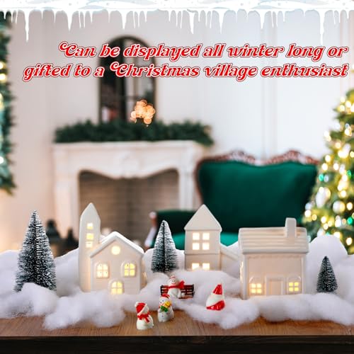 Ceramic Christmas Village Set with LED Houses and Trees M895
