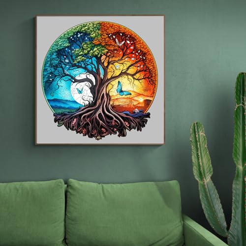 Wooden Jigsaw Puzzle for Adults, Unique Shape Tree Design, 190 Pieces F4216