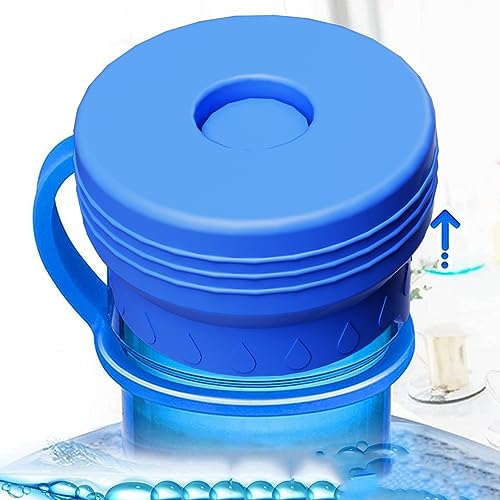 Water Jug Cap 5 Gallon, Silicone Reusable with Hang Loop, No Spill, 55mm, 2 Pack L992137