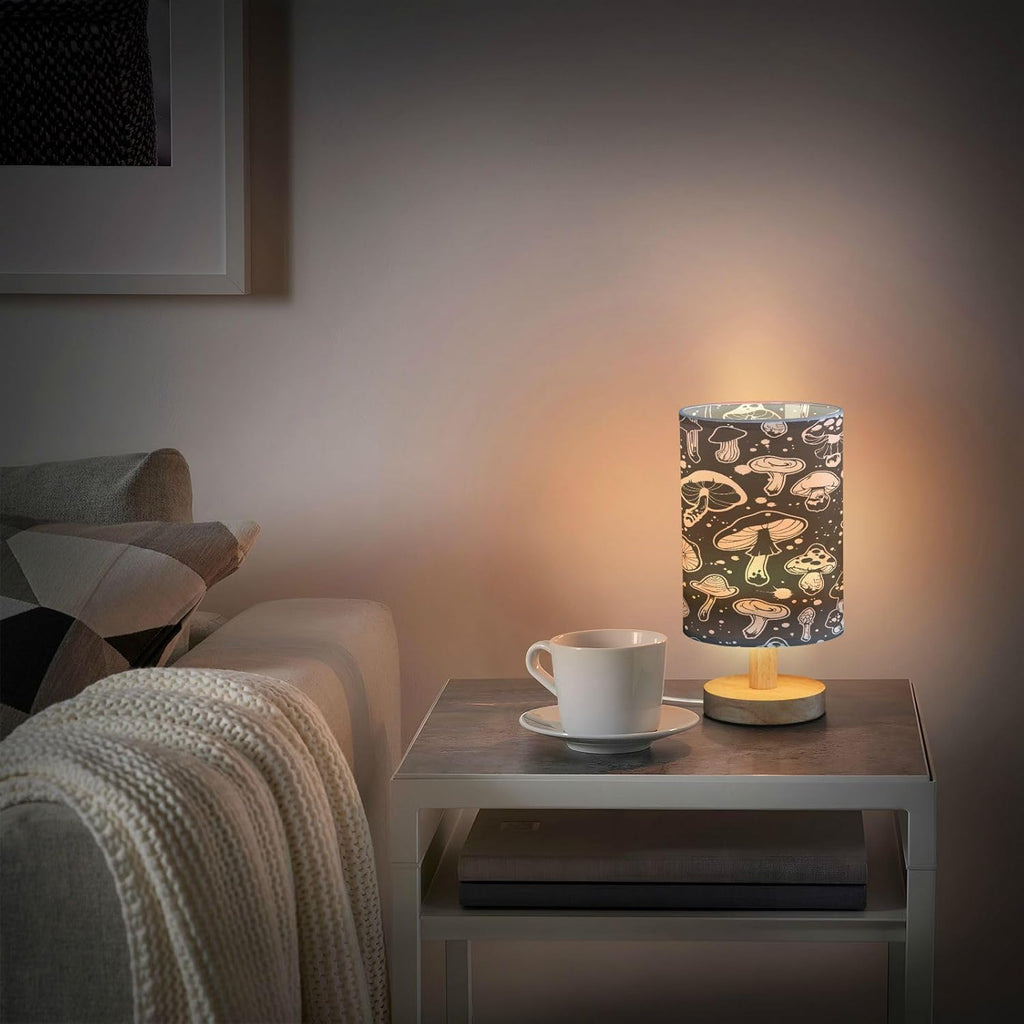 Mushroom Bedside Table Lamp with USB Port, Eye-Care LED Reading Light D8693