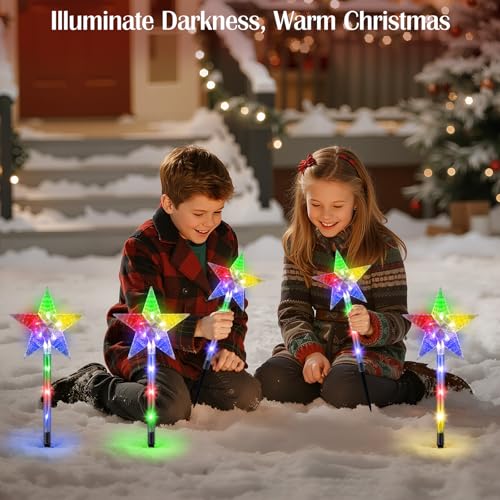 Solar Walkway Lights Outdoor, 8 Pack Candy Cane Christmas Decorations L731