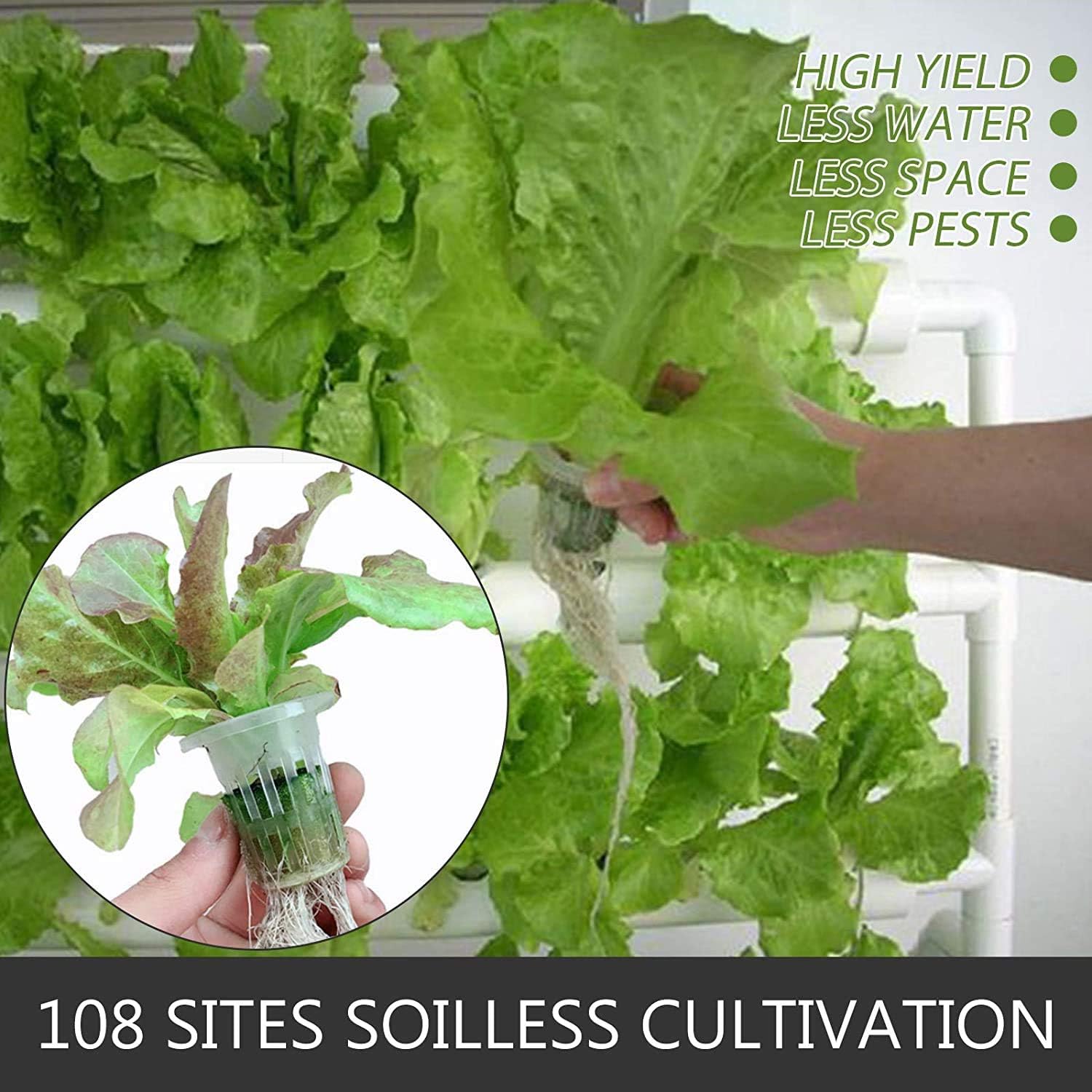 3 Layers 108 Plant Sites Hydroponic Grow Kit with 12 Pipes M340152