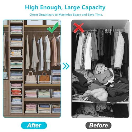 Sliding Closet Organizer with Drawer Storage Shelves, Stackable Bins for Clothes I351763