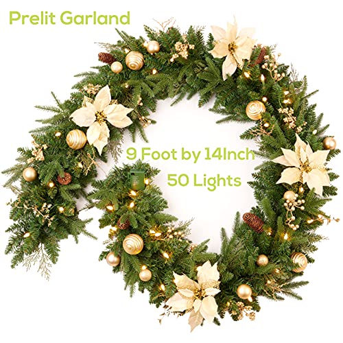 Pre-lit Christmas Garland 9ft with 50 LED Lights B458889