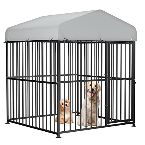 Large Outdoor Dog Kennel with Heavy Duty Metal Frame and Waterproof Cover W60756