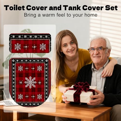 Christmas Toilet Lid Cover, Washable Seat and Tank Protector W1747