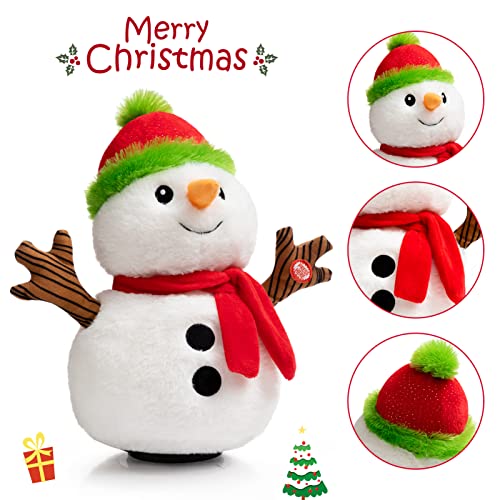 Animated Christmas Snowman Plush with LED Lights, Musical Toy for Kids, 13 Inch J154