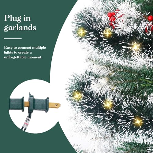 Christmas Garland with Lights 15FT, 2 Pack for Mantle, Stairs, Door & Wall Decor Q268