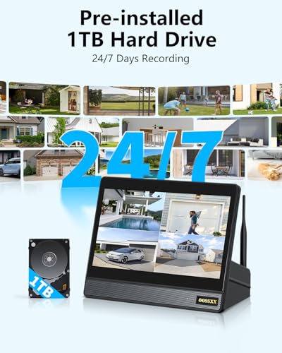 Wireless Security Camera System with 2TB Hard Drive, 4 Cameras, Night Vision Y58787
