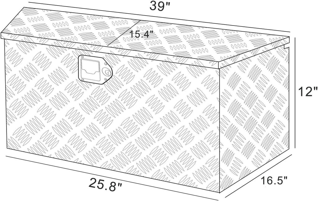 Trailer Tongue Tool Box with Lock and Keys, 39" x 16.5" x 12", Black A350