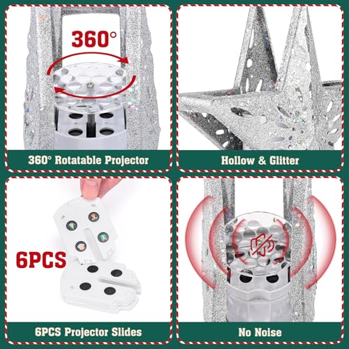 Snowflake Christmas Tree Topper LED Rotating with Projection Slides S187630
