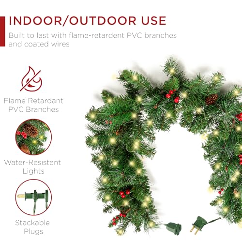 Pre-Lit Holiday Christmas Garland for Stairs, Fireplace with 50 Lights U582051