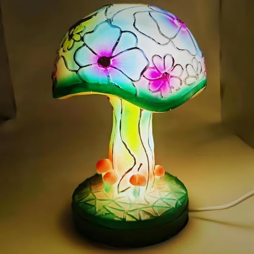 Mushroom Table Lamp, Bohemian Resin Decorative Night Light for Bedroom Living Room R74432