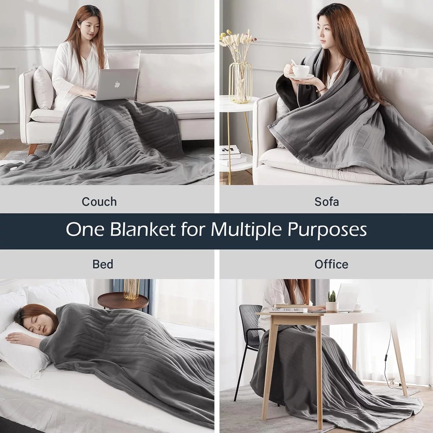 Heated Fleece Throw Blanket with Auto-off J46661