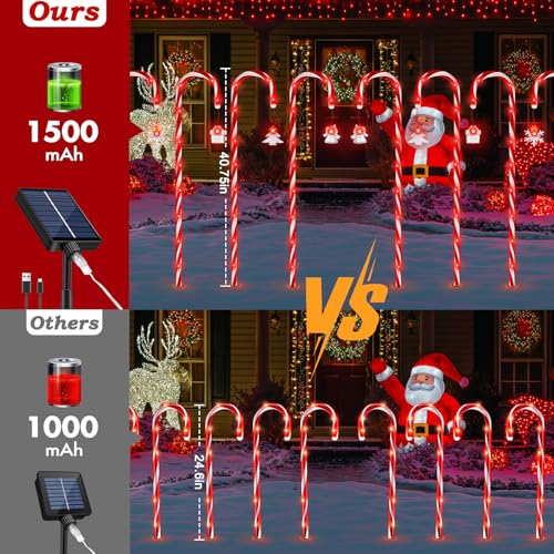 Solar Christmas Candy Cane Lights Outdoor, 20 Pack 110 LED, 8 Modes G4266