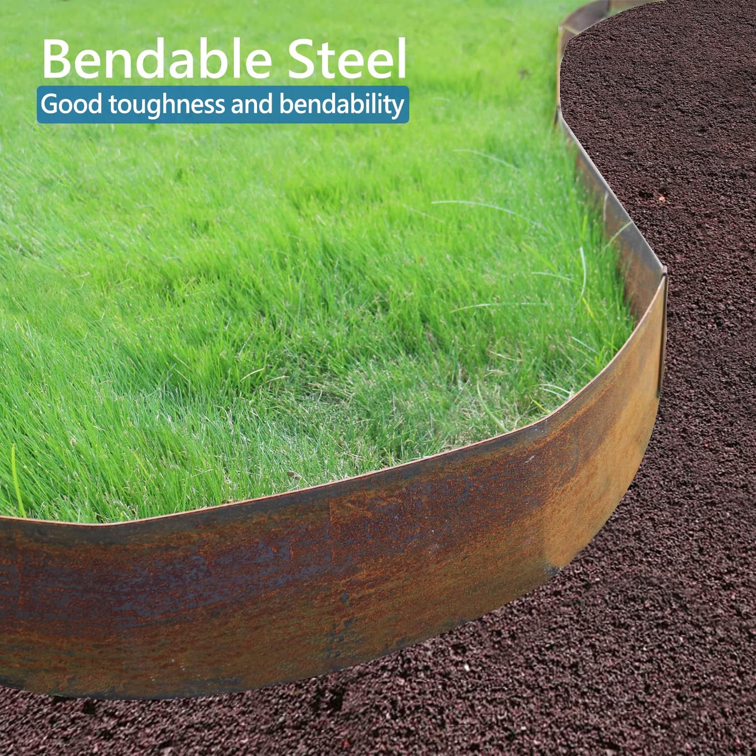 6 Pack Steel Lawn Edging, Cor-Ten Steel, 40 inch Strips, 6 inch Depth, 20FT Total I286