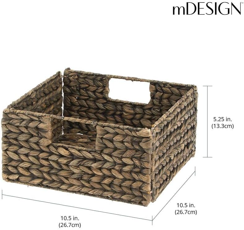 Woven Hyacinth Storage Basket with Handles, Foldable, 8 Pack L251