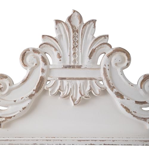 39 inch Floral Carved Wall Sculptures French Country White Wood Wall Art W461