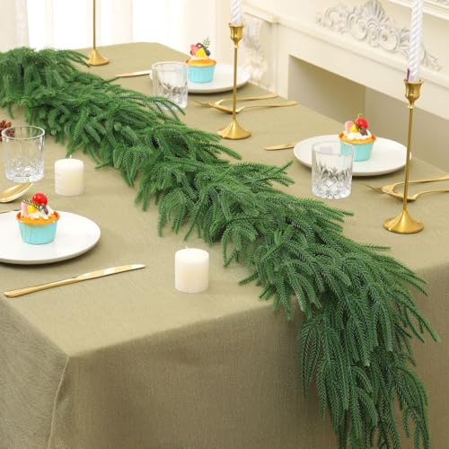 9 Ft Christmas Garlands Norfolk Pine Artificial Faux Greenery for Holiday Indoor Outdoor Decor P492
