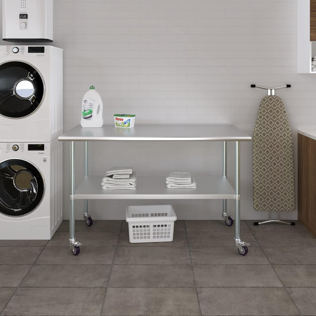 Stainless Steel Work Table with Under-Shelf and 4 Wheels K35944