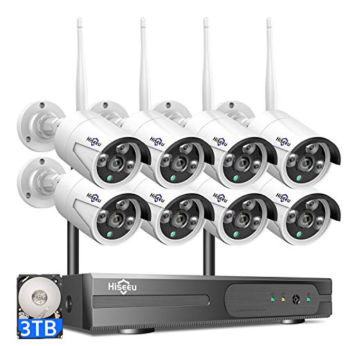 Wireless Security Camera System, 16CH 4K NVR, 4Pcs 3MP WiFi Cameras, Night Vision, Motion Detection, 1TB HDD P9721