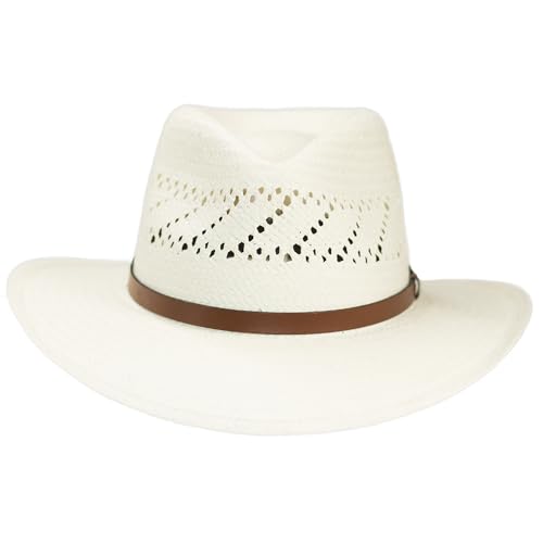 Straw Fedora Hat with Vented Panama Outback Style O88607