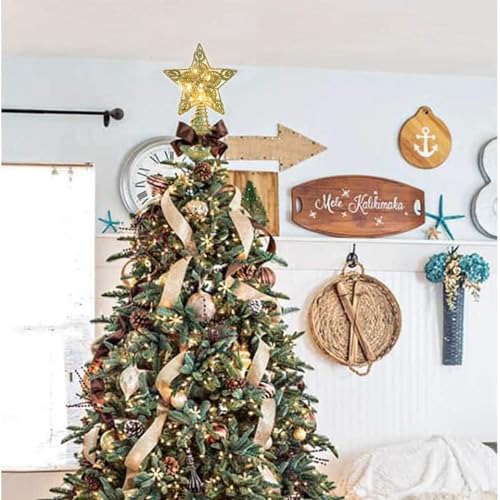 Star Tree Topper with 20 LED Lights, Battery Powered Christmas Decorations W511339