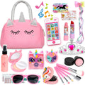 Play Purse Little Girls Toys - Fake Pretend Makeup for Toddlers with Girls Purse Pretend Play Girls Toys for 3 4 5 6 Year Old Toddler Purse Fake Kids Phone Birthday Gifts for Girls